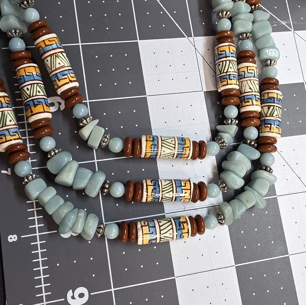 Artisan Statement Necklace Amazonite, Red Jasper … - image 8